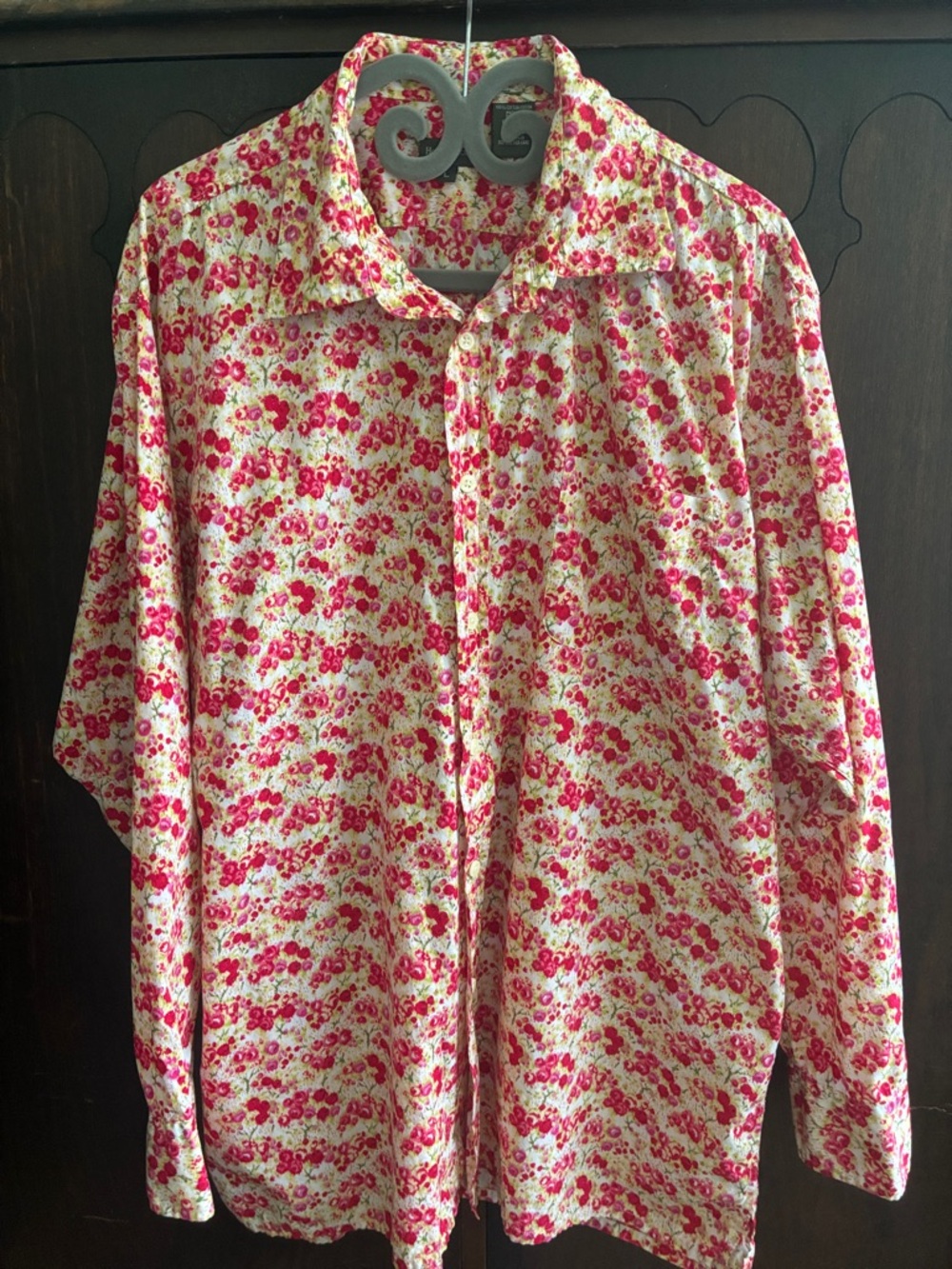 Henry Cotton's Floral Button-Down Shirt - Pink/Cream Men’s  Sz L Front Pocket
